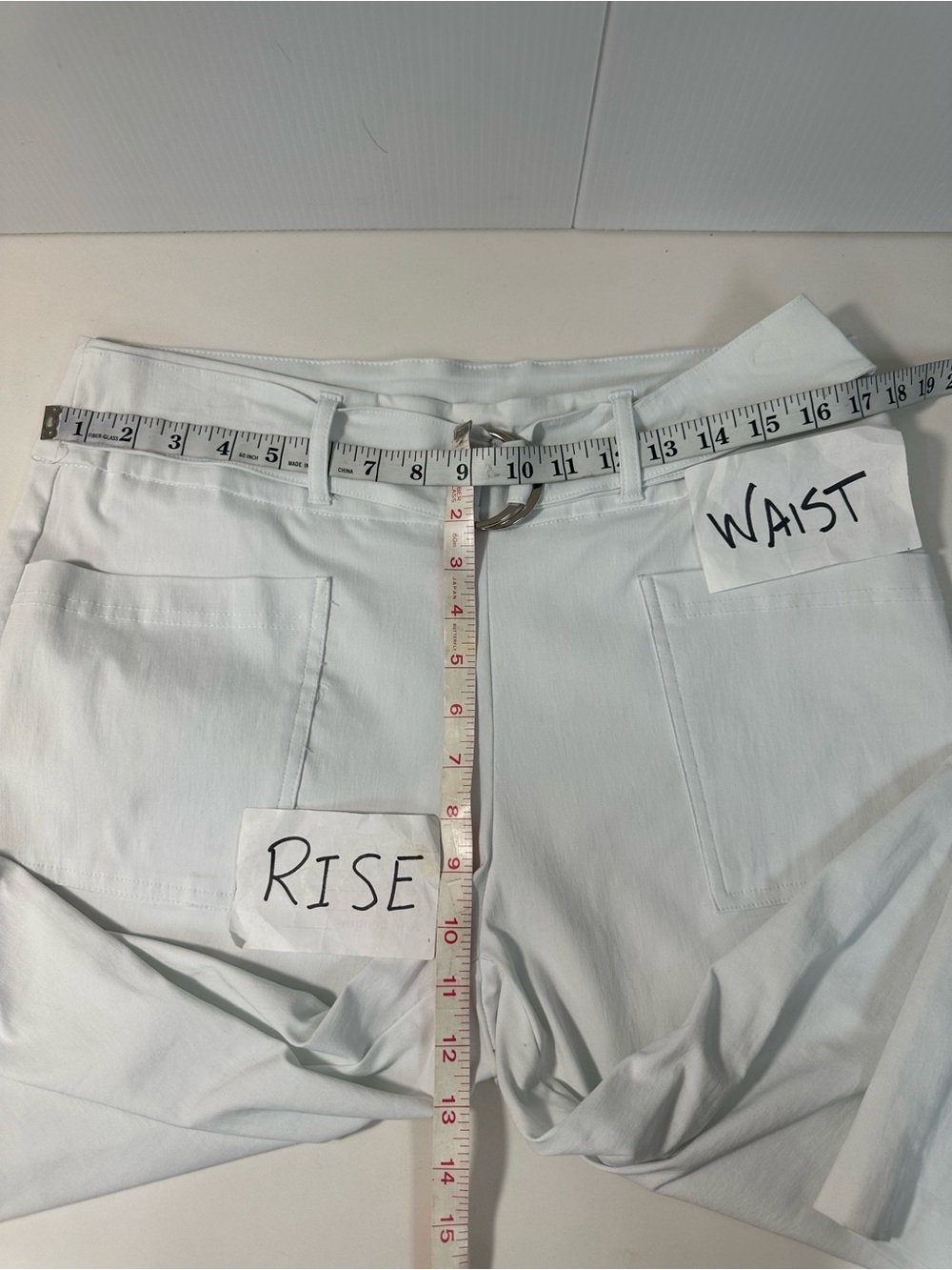 Lauren & Riley High-Waist Belted Cropped White Pants - Picture 10 of 13